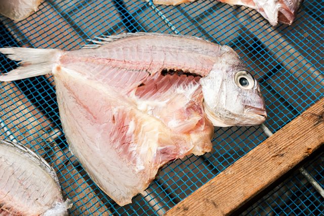 店舗までは瀬戸内の魚の干物も